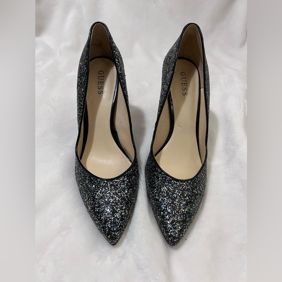 Black iridescent sparkly pointed heels - Picture 1 of 6